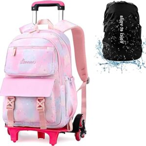 Plecak szkolny dla dzieci, na kółkach, dla dziewcząt i chłopców, rozmiar XL, 30 x 18 x 45 cm, 6 rolek, różowy kolor